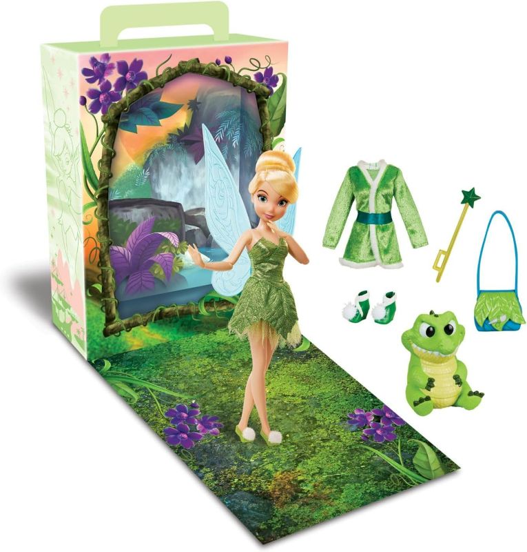 Photo 1 of Disney Store Official Princess Story Doll - Tinker Bell from Peter Pan, 11 Inches, Includes Coloring Area and Additional Dress, Classic Outfit, Perfect for Girls