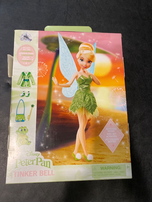 Photo 1 of Disney Store Official Princess Story Doll - Tinker Bell from Peter Pan, 11 Inches, Includes Coloring Area and Additional Dress, Classic Outfit, Perfect for Girls