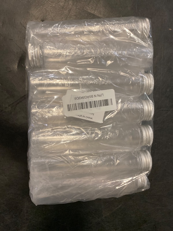 Photo 1 of Haawooky 18 Pack 115 ml Clear Plastic Test Tubes with Screw Caps Flat-Bottomed Bath Salt Containers,Candy Containers for Wedding Party Christmas Décor