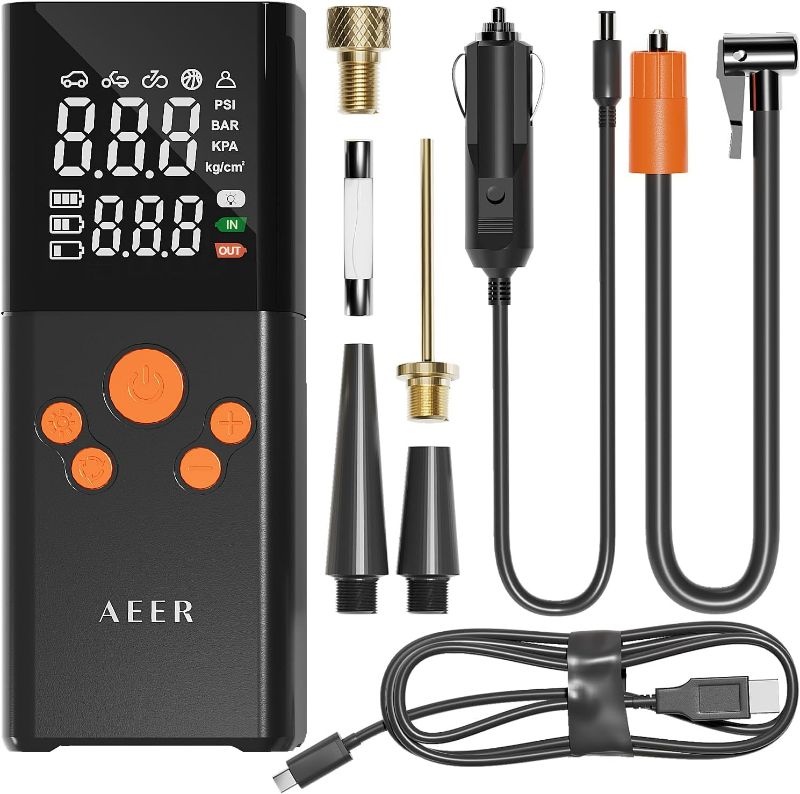 Photo 1 of Tire Inflator Portable Air Compressor Air Pump for Car Tires (150 PSI) - Cordless Bike Pump with Tire Pressure Gauge and Motorcycle Tire Inflator with Auto-Shutoff Function
