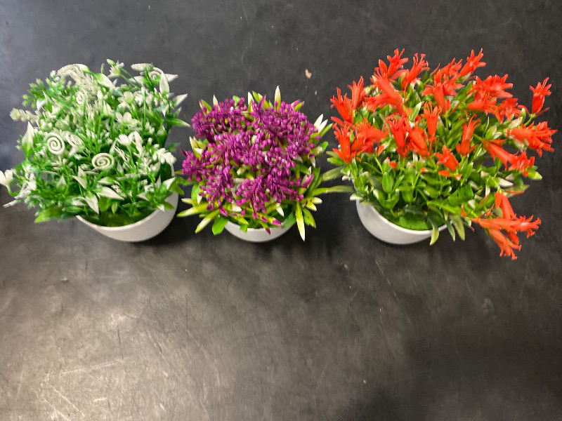 Photo 1 of Artificial Small Plant 3pcs Fake Flower Potted Plant Bathroom for Indoor Decor Window Tabletop Office Colorful