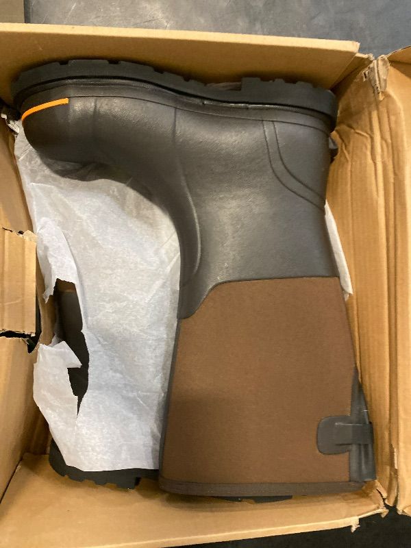 Photo 1 of Size 6-14 TIDEWE Rubber Work Boot for Men with Steel Toe & Shank, Waterproof Anti Slip Hunting Boot, 6mm Neoprene Hunting Boot for Manufacturing, Construction, Farming, Black,Brown, 