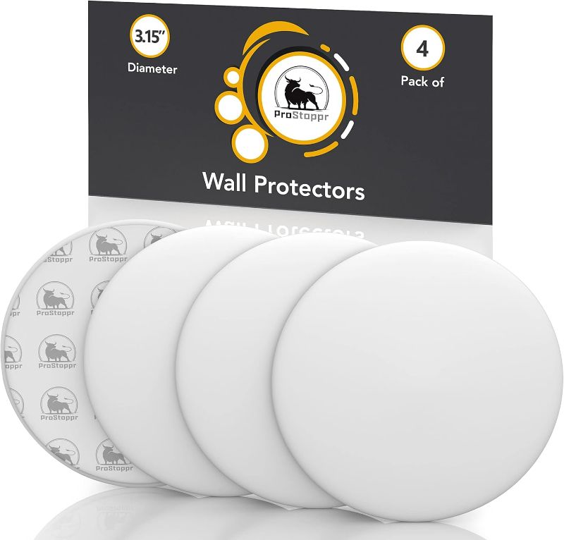 Photo 1 of Door Stoppers - Large 3.15" (4 PCS) - Door Stoppers for Wall with Strong Back Adhesive - Quiet and Shock Absorbent Silicone Wall Protectors from Door Knobs - Protects Every Surface - White