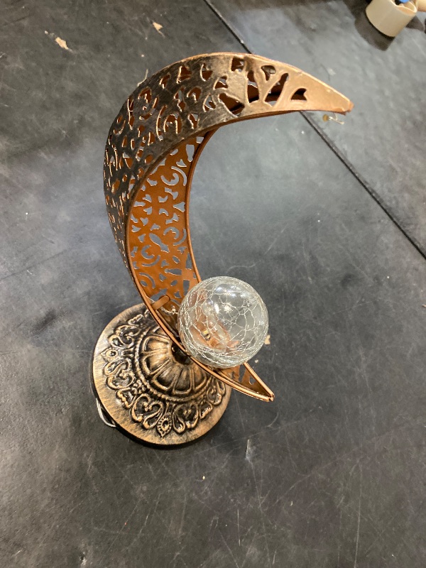 Photo 1 of Moon Battery Powered Operated Lamp Home Cordless Decorative Speakeasy Decor Ramadan Lantern Outdoor Table Lamps with Crackle Glass Parties Weddings Patio Events Indoors Shelf Decor Mother Gift Bronze
