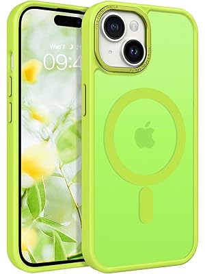 Photo 1 of BENTOBEN Compatible with iPhone 15 Plus Case, Translucent Matte Slim Shockproof Magnetic Phone case [Compatible with MagSafe] Women Men Girl Boy Protective Cover for iPhone 15 Plus, Fluorescent Green