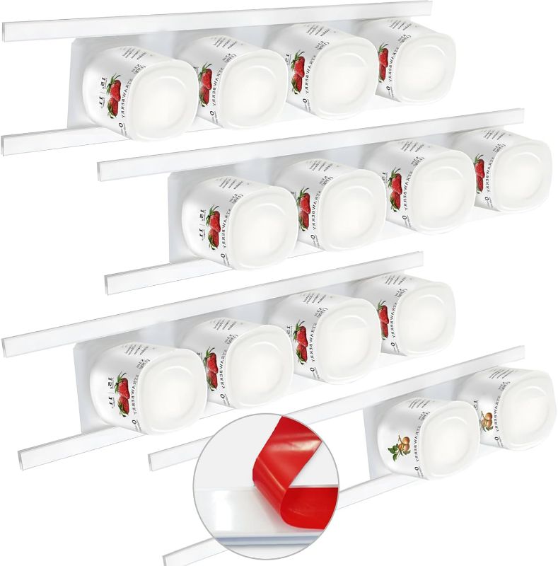 Photo 1 of 8 Pack Yogurt Organizer for Fridge, Holder With Adhesive Tapes for 3.75 Inch Greek and Vegan Yogurt