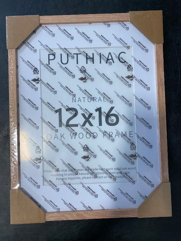 Photo 1 of puthiac 12x16 Oak Wood Picture Frame - Minimalist 12x16 Poster Frame, 12"x16" Picture Frame Wood, Natural Solid Wooden Picture Frames for Wall Art Photo and Prints(1 Pack, Beige)