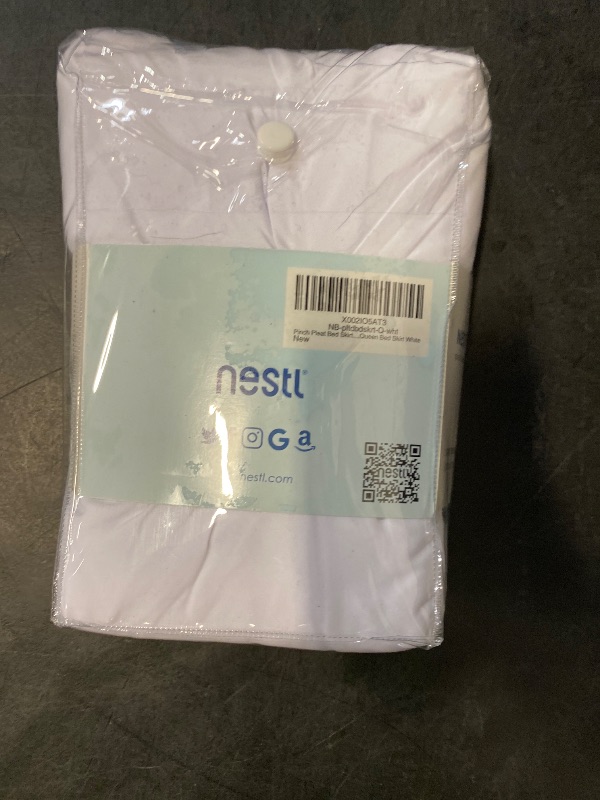 Photo 1 of Nestl White Bed Skirt Queen Size, Pinch Pleat Queen Bed Skirt, 14" Inch Drop Queen Bedskirt, Hotel Quality White Bed Skirts, Premium Microfiber Bedskirt for Queen Bed, White Queen Bed Skirt