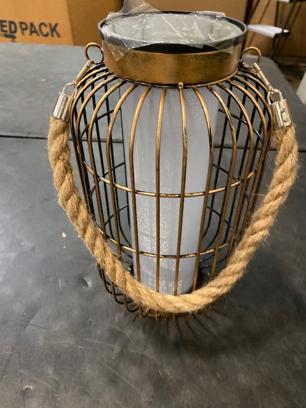 Photo 1 of Large Outdoor Solar Lanterns Hanging Light Waterproof LED Garden Lights Solar Powered Retro Metal Auto On Off Table Lamp for Garden Patio Porch Pathway Walkway Tabletop Decorative(Bronze)
