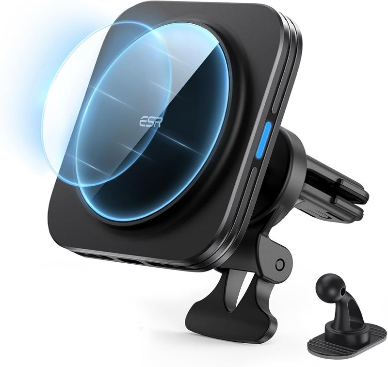 Photo 1 of ESR for MagSafe Car Mount Charger, 15W Magnetic Wireless Car Charger, Compatible with MagSafe Car Charger,Air Vent Dashboard Phone Holder Mount for iPhone 16 15 14 13 12, Galaxy S25, Fast Charging