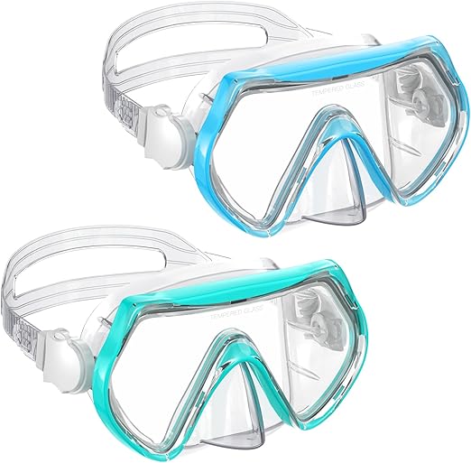 Photo 1 of Kids Swim Goggles, Swimming Snorkel Diving Mask with Nose Cover for Youth 6-14 Tempered-Glass Panoramic View