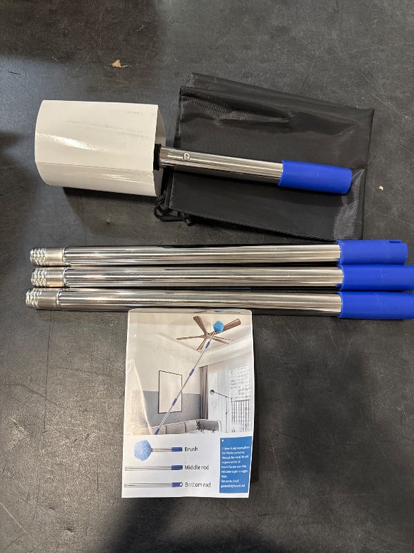 Photo 1 of Cobweb Duster with Pole, 4ft Stainless Steel Pole Cobweb Brush with Medium-Stiff Bristles for Walls Beams Shelves Iight Fixtures and Window Screens