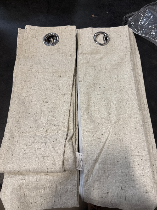 Photo 1 of H.VERSAILTEX Primitive Linen Curtains 100% Blackout Curtain Drapes Burlap Curtains with White Thermal Insulated Liner, Grommet Top Drapes Living Room/Bedroom (2 Panels, 42 x 63 Inch, Natural)