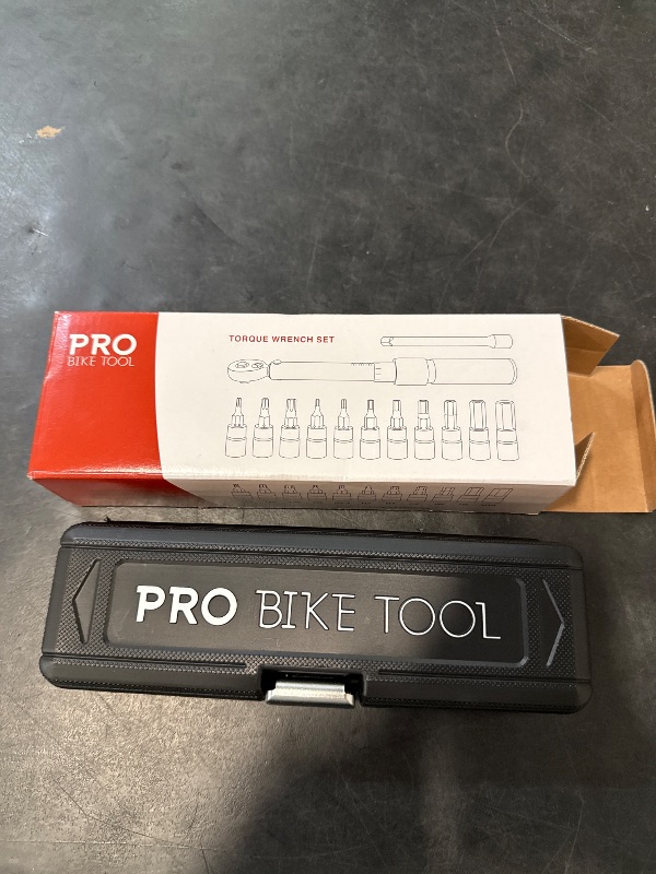 Photo 1 of PRO BIKE TOOL 1/4 Inch Drive Click Bicycle Torque Wrench Set – 2 to 20 Nm – Maintenance Kit for Road and Mountain Bikes - Includes Allen and Torx Screws, Extension Bar and Storage Box - ISO Certified