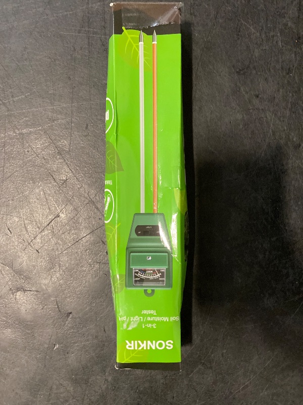 Photo 1 of SONKIR Soil pH Meter, MS02 3-in-1 Soil Moisture/Light/pH Tester Gardening Tool Kits for Plant Care, Great for Garden, Lawn, Farm, Indoor & Outdoor Use (Green)


