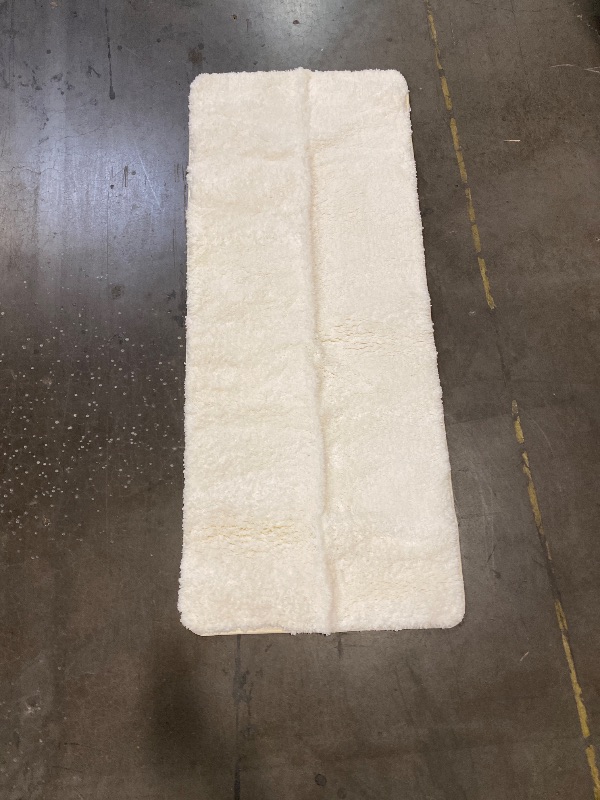 Photo 1 of AROGAN Cream White Luxury Long Bathroom Runner Rug 24×60 Inch, Soft and Absorbent Non Slip Bath Mat, Rubber Backing Quick Dry Rugs Carpets, Machine Washable Plush Mats for Shower Floor