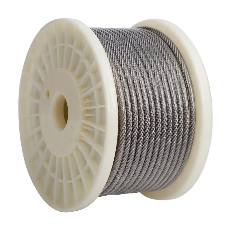 Photo 1 of AGTEK Wire Rope Stainless Steel Vinyl Coated Aircraft Cable for Decking Railings String Lights, 100 Feet-by-1/8-Inch Thru 3/16-Inch, 7x7 Strands Construction
