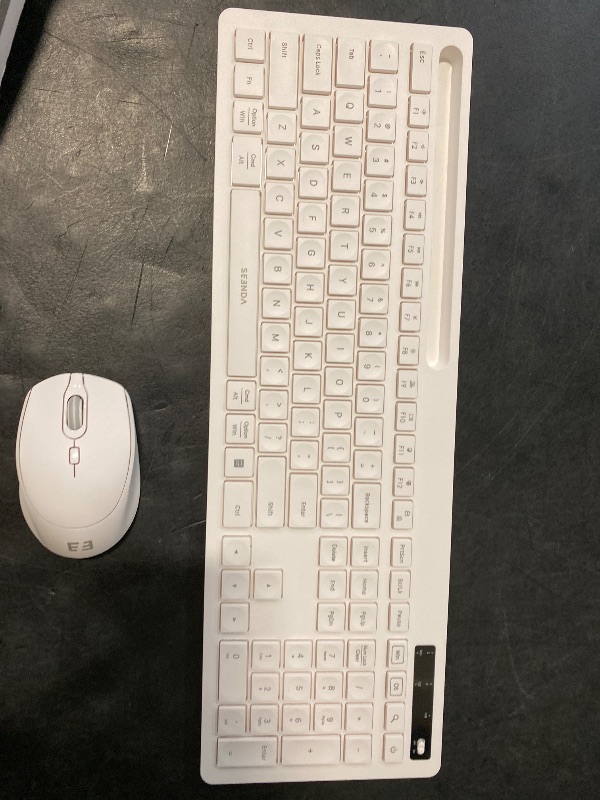 Photo 1 of seenda White Wireless Keyboard and Mouse for Mac, USB A & Type C Receiver, Full-Size Wireless Keyboard with Phone Holder Compatible for MacBook/Air/Pro Windows Computer/Desktop/Laptop