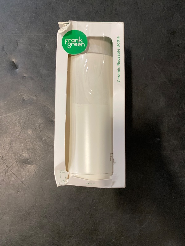 Photo 1 of frank green - Ceramic Reusable Bottle - Stainless Steel Water Bottle With Straw, Insulated Water Bottle, Metal Water Bottle - Flip Straw Lid - 34oz - Cloud