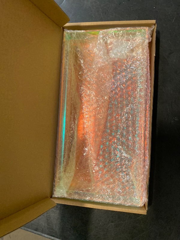 Photo 1 of ROYALITA Iridescent Acrylic Vanity Tray 10x5 Inch - Small Acrylic Trays Perfume Tray Spill Proof, Decorative Tray for Bathroom Countertop, Wedding Decor, Aromatherapy Storage, Dinner Desk