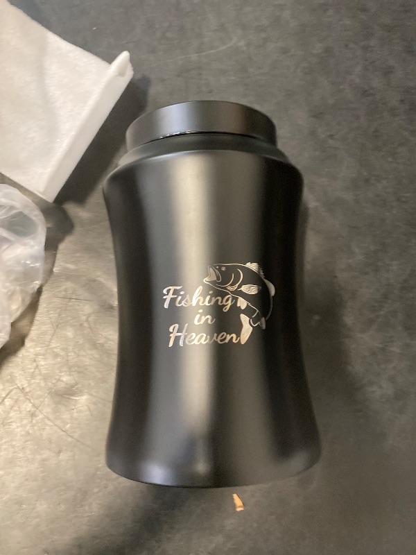 Photo 1 of Large Adult Cremation Urn for Ashes - Black Memorial Keepsake Urns Funeral Decorative Ashes Holder Fishing in Heaven