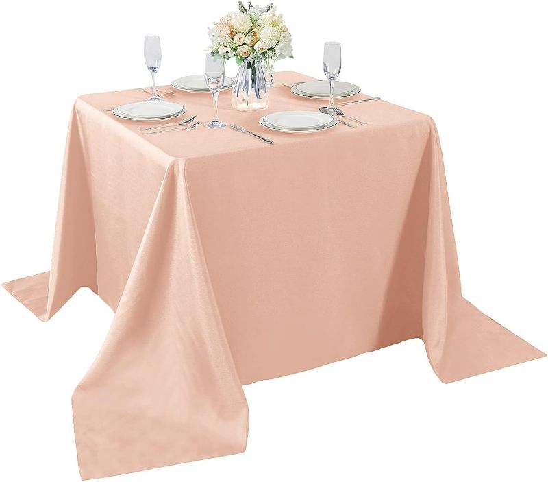 Photo 1 of Cupuamon Square Tablecloth 90x90 inch Washable Polyester Fabric Table Cloth for Wedding Party Dining Banquet Decoration?90x90,Dusty Pink?
