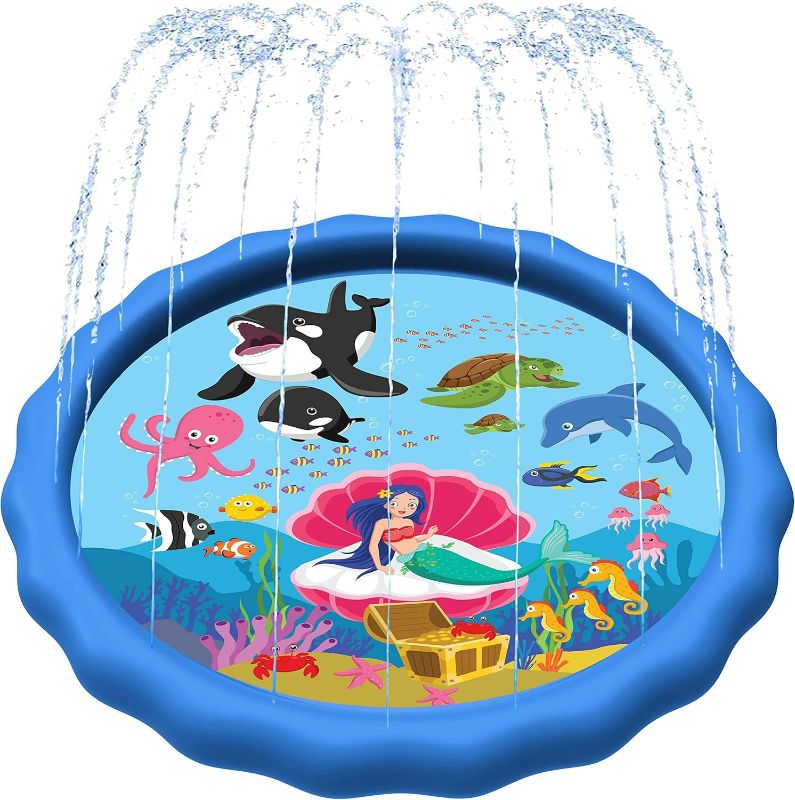 Photo 1 of SplashEZ 89’’ Extra Large Splash Pad for Kids & Dogs Great Outdoor Toys for Toddlers 1-3 & Kids Ages 4-8, Baby Pool for Backyard Sprinkler, Pool Plastic Dog Water Summer Toys