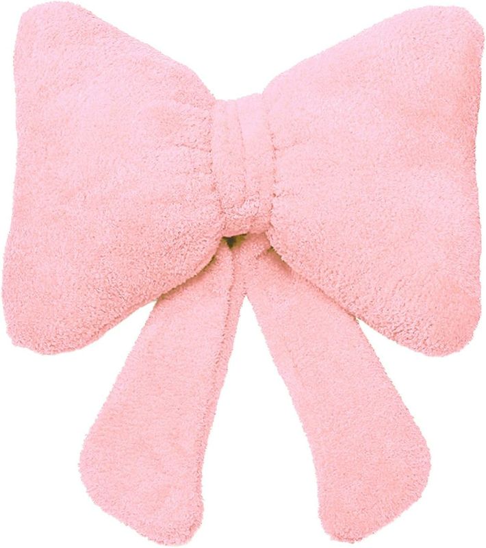 Photo 1 of S-SNAIL-OO Bow Pillow Stuffed Pink Christmas Bow Pillow Bow Shaped Throw Pillow Car Backrest Cushion Home & Car Decoration (Pink, 13.8x9.8 in)