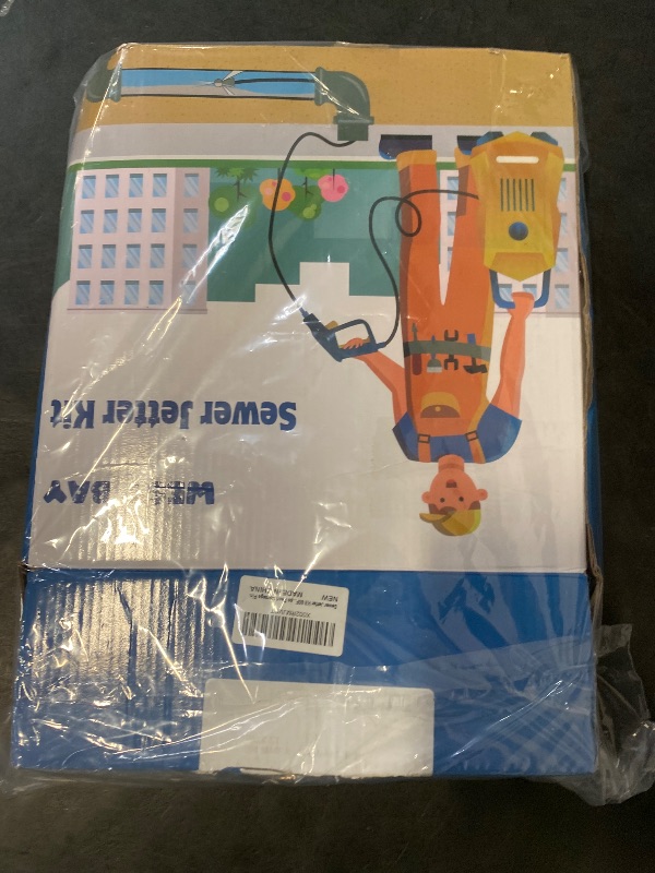 Photo 1 of WEST BAY Sewer Jetter Kit 50 FT for Pressure Washer, 5800PSI Drain Cleaner Hose 1/4 Inch NPT, Corner, Rotating & Button Nose Sewer Jetting Nozzle with Spanner Watertight Tape Pearl Corsage Pin