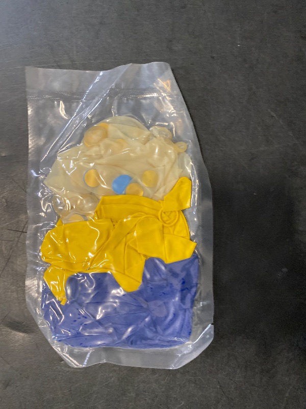 Photo 1 of Blue and Yellow Balloons Set, 50Pcs 12 Inch Royal White Confetti Latex Balloons for Wedding Anniversary Baby Shower Birthday Party Decorations