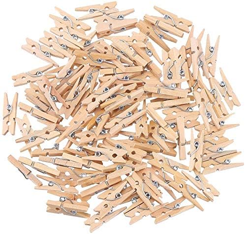 Photo 1 of CCINEE 200 Pcs Wooden Craft Clothespins, 1 Inch Bulk Small Sturdy Wood Clips for Hanging Photos Crafts Projects Making