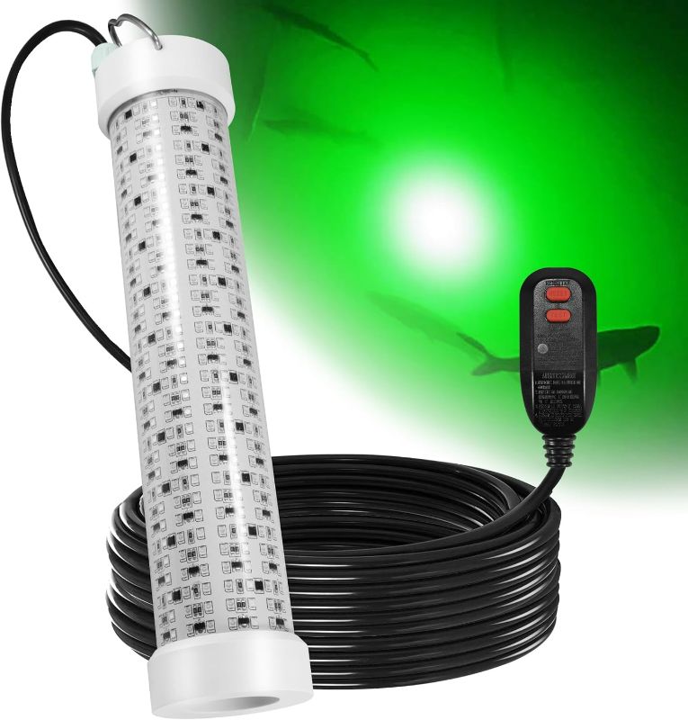 Photo 1 of Goldlife Underwater Fishing Light with 100ft Cable, 400W 40000LM GFCI Safety Plug Brightness Green LED Submersible Light Attractants for Docks/Boats/Kayaks, IP69K Rated for Fresh & Salt Water