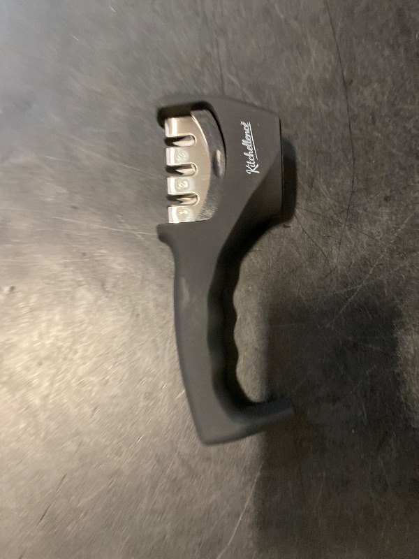 Photo 1 of 4-in-1 Kitchen Knife Accessories: 3-Stage Knife Sharpener Helps Repair, Restore, Polish Blades and Cut-Resistant Glove (Black)