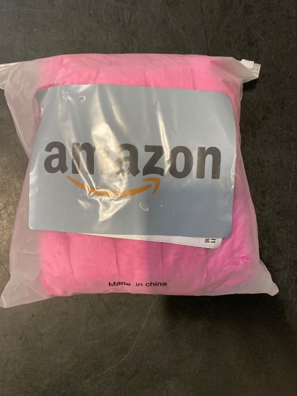 Photo 1 of ZLINA Set of 2 Hot Pink Faux Fur Decorative Throw Pillow Covers Fluffy Striped Pillowcase Cushion Covers 18 x 18 Inch Decor Sofa Couch Bedroom