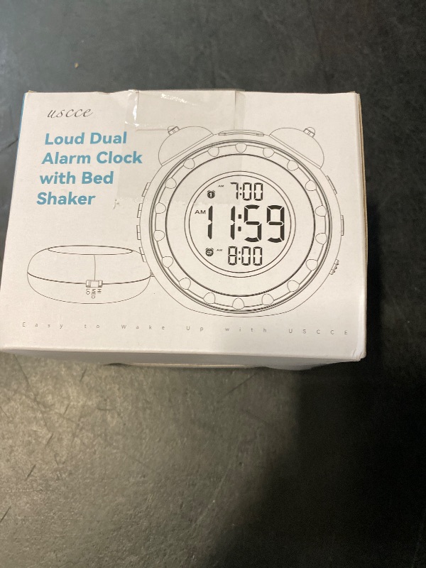 Photo 1 of uscce Loud Dual Alarm Clock with Bed Shaker - 0-100% Dimmer, Vibrating Alarm Clock for Heavy Sleepers or Hearing Impaired, Easy to Set, USB Charging Port, Snooze, Battery Backup
