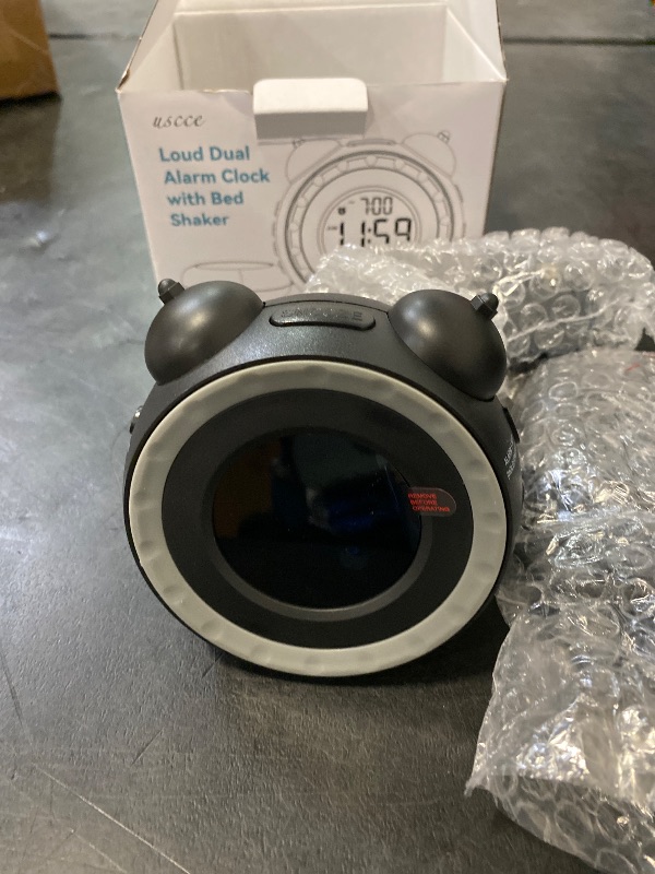 Photo 1 of uscce Loud Dual Alarm Clock with Bed Shaker - 0-100% Dimmer, Vibrating Alarm Clock for Heavy Sleepers or Hearing Impaired, Easy to Set, USB Charging Port, Snooze, Battery Backup
