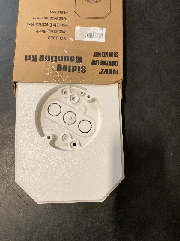 Photo 1 of 1PC White Outdoor Light Mounting Block with Built-in Electrical Box, Siding Lamp Mounting Kit Replacement for 1/2 Inch Outdoor Mounting Plate Vinyl and 4 Inch Siding