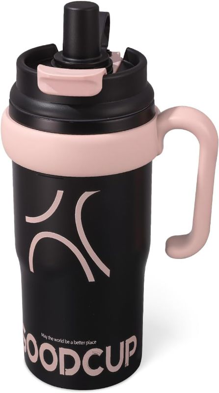 Photo 1 of 25oz Insulated Tumbler With Handle Lid And Straw | Iced Coffee Cup Reusable Stainless Steel Water Bottle Travel Mug | Gifts For Women Men Her Him | Classic Collection -Black 1 PACK