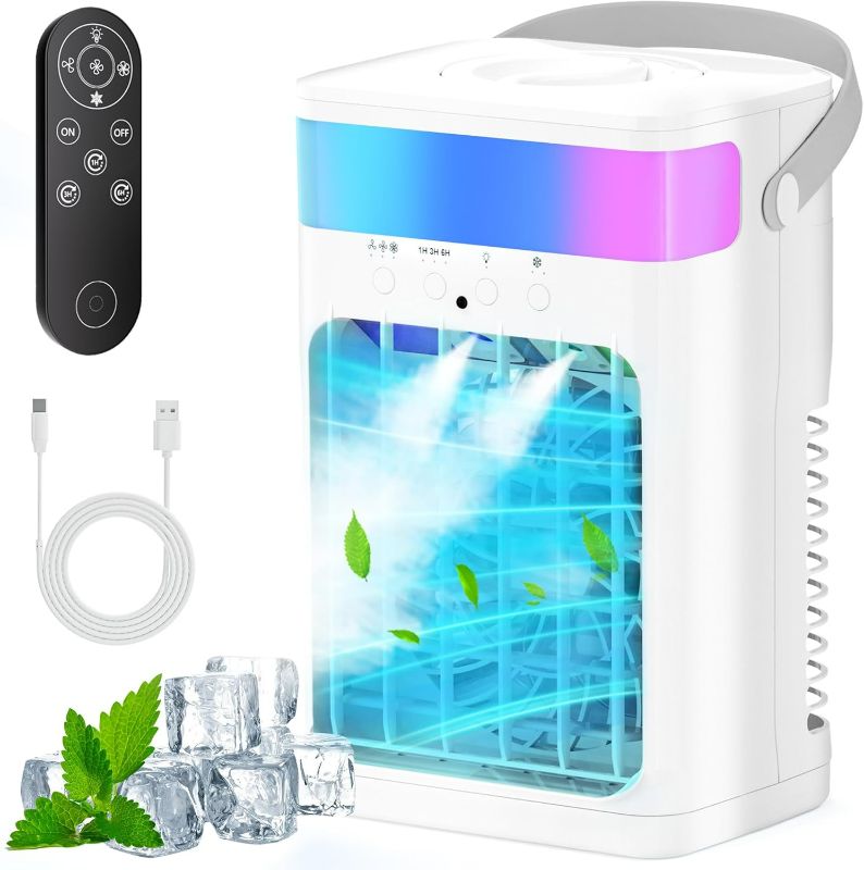 Photo 1 of Portable Air Conditioner,Cooling Fan with 3 Speeds & 3 Modes,1500ML Mini Air Conditioner with Remote, Air Conditioner Fan,Night Light,Evaporative Air Cooler for Home/Office