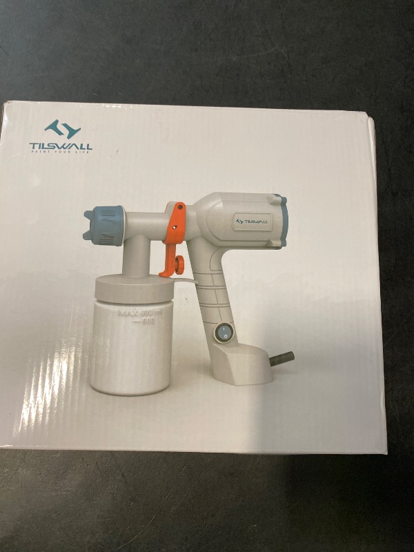 Photo 1 of Tilswall HVLP Paint Sprayer, Ultra-Light Electric Spray Gun with 20 fl oz Detachable Cup, 2 Nozzles & 3 Patterns, Perfect for Furniture, Cabinets, Fence, Walls, Doors, Garden & DIY, White