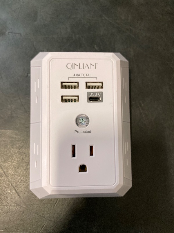 Photo 1 of Wall Charger, Surge Protector, QINLIANF 5 Outlet Extender with 4 USB Charging Ports (4.8A Total) 3-Sided 1680J Power Strip Multi Plug Adapter Spaced for Home Travel Office (3U1C)
