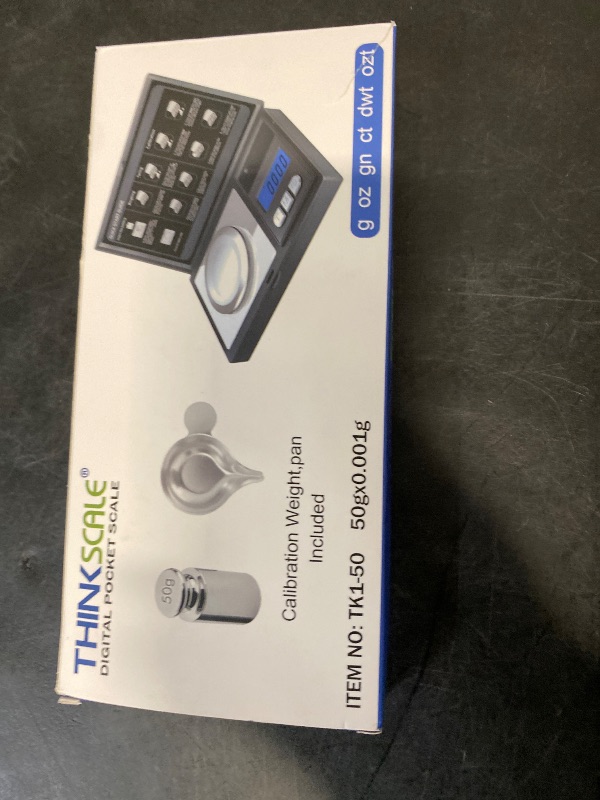 Photo 1 of THINKSCALE Milligram Scale, 50g/0.001g Digital Jewelry Scale, Micro Gram Scale for Powder, Medicine, Gold, Gem, Reloading, Mg Scale 6 Units, Tare, Cal Weight Included
