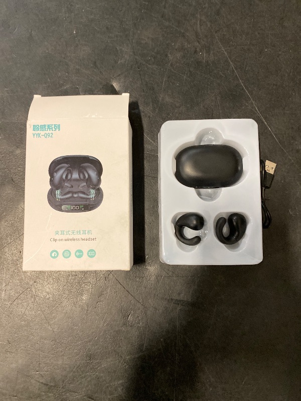 Photo 1 of Wireless Earbuds Open Ear Headphones Clip On Earbuds Bluetooth 5.3 Headphones Long Playtime Ear Buds Digital Display Charging Case Noise Canceling Waterproof Sports Earphones