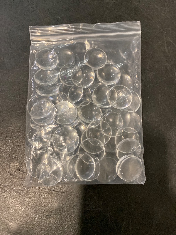Photo 1 of 50PCS Clear Glass Cabochons 1 Inch Dome Tile Clear Glass Tiles Non-Calibrated Round Gems for Crafts, Pendants, Picture Jewelry Making, Rings