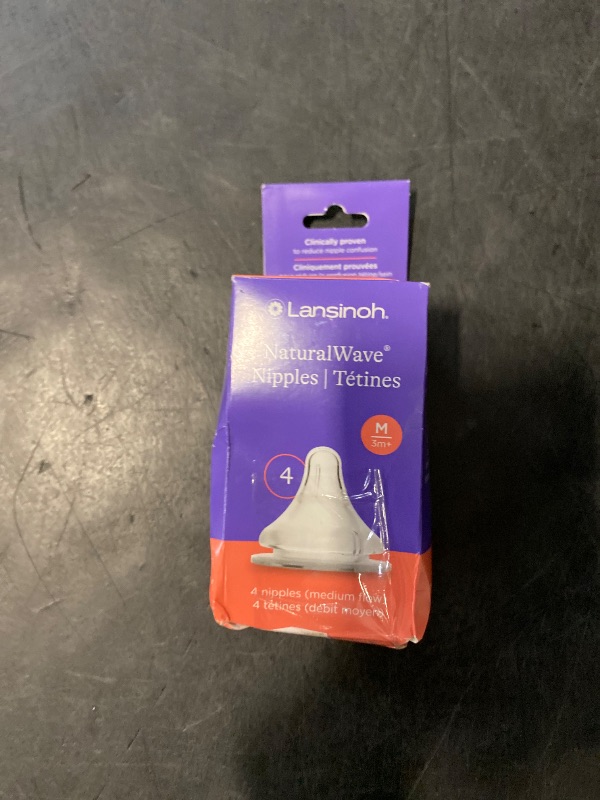 Photo 1 of Lansinoh NaturalWave Baby Bottle Nipples, Medium Flow, Size M, 3+ Months, 4 Count – 100% Soft, Durable Silicone, Made Without BPA BPS, Anti-Colic, Supports Baby’s Developing Mouth and Teeth