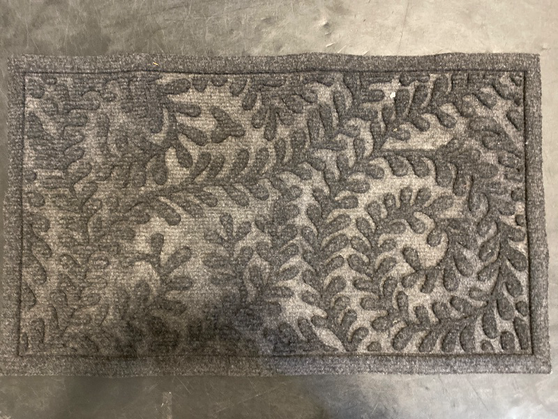 Photo 1 of Bulijojo Sturdy Front Entrance Doormats,Durable Heavy Duty Welcome Mat,Thick Absorbent Natural Rubber Non Slip Mat,Easy Clean Entryway Mat 17x30 Inch Leaves Grey