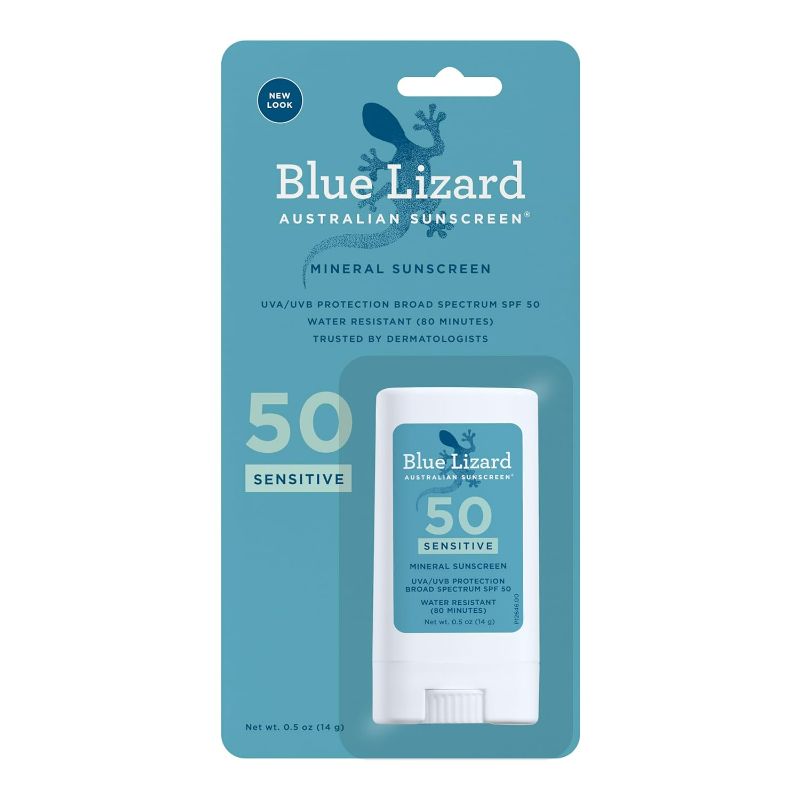 Photo 1 of BLUE LIZARD Sensitive Mineral Sunscreen Stick with Zinc Oxide, SPF 50+, Water Resistant, UVA UVB Protection Easy to Apply, Fragrance Free, 0.5 Oz