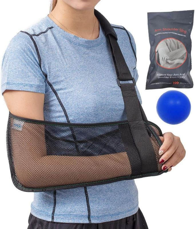 Photo 1 of Mesh Arm Shoulder Sling - Medical Shoulder Immobilizer for Shower - Adjustable Arm Brace for Torn Rotator Cuff Injury - Right Left Arm for Men Women - Shower Sling for Elbow, Wrist