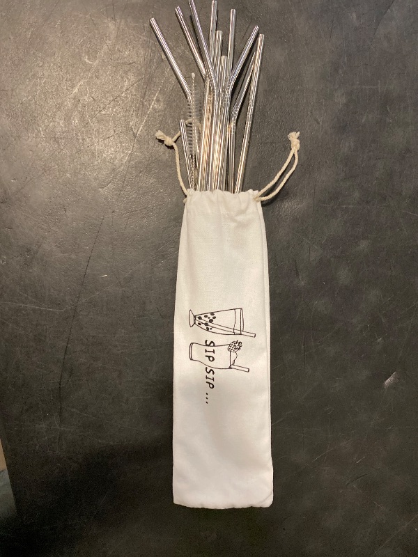 Photo 1 of Hiware 12-Pack Reusable Stainless Steel Metal Straws with Case - Long Drinking Straws for 30 oz and 20 oz Tumblers Dishwasher Safe - 2 Cleaning Brushes Included