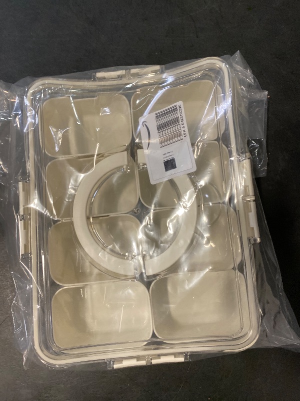 Photo 1 of Bandesun Divided Serving Tray with Lid and Handle - Snackle Box Charcuterie Container for Portable Snack Platters - Clear Organizer for Candy, Fruits, Nuts, Snacks - Perfect for Party, Entertaining